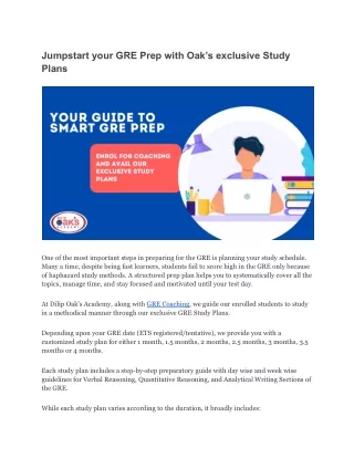 Jumpstart your GRE Prep with Oak’s exclusive Study Plans