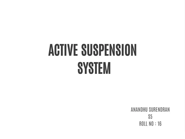 active suspension system