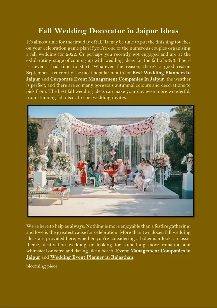 fall wedding decorator in jaipur ideas