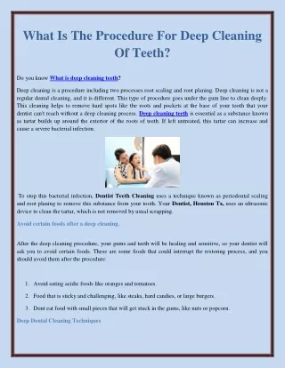 What Is The Procedure For Deep Cleaning Of Teeth?