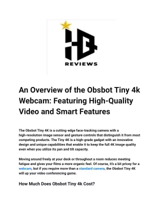 an overview of the obsbot tiny 4k webcam