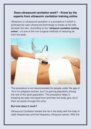 Does ultrasound cavitation works