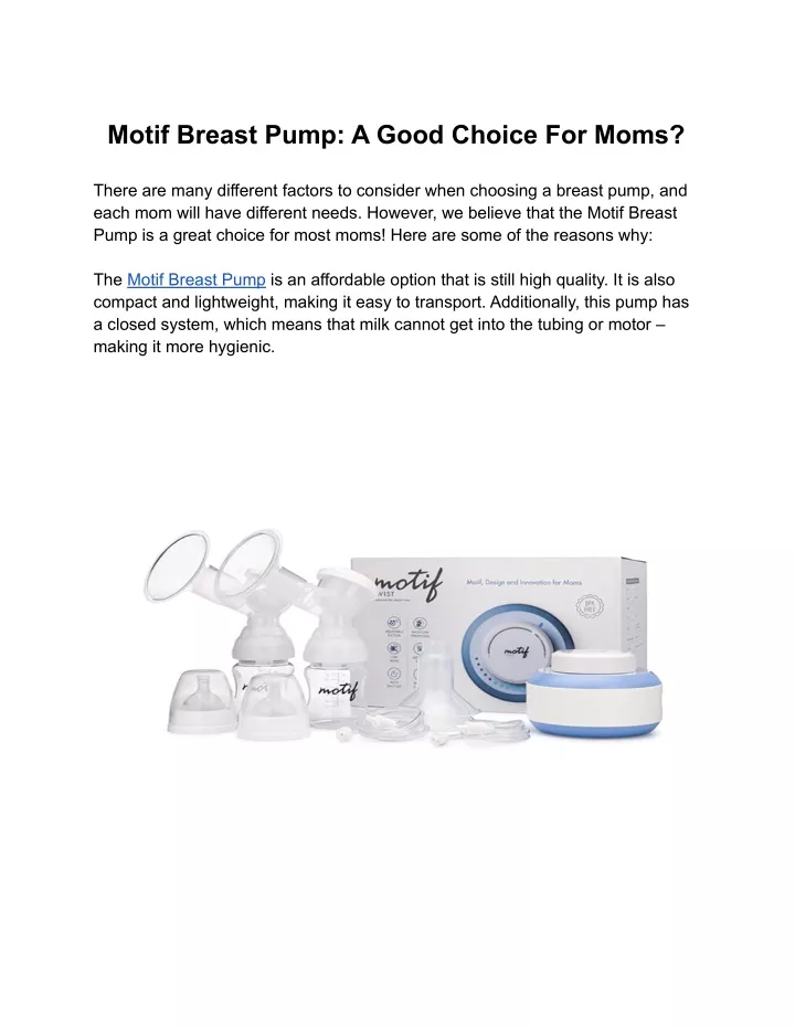 motif breast pump a good choice for moms