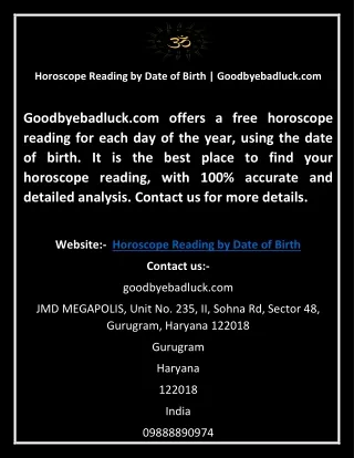 Horoscope Reading by Date of Birth | Goodbyebadluck.com
