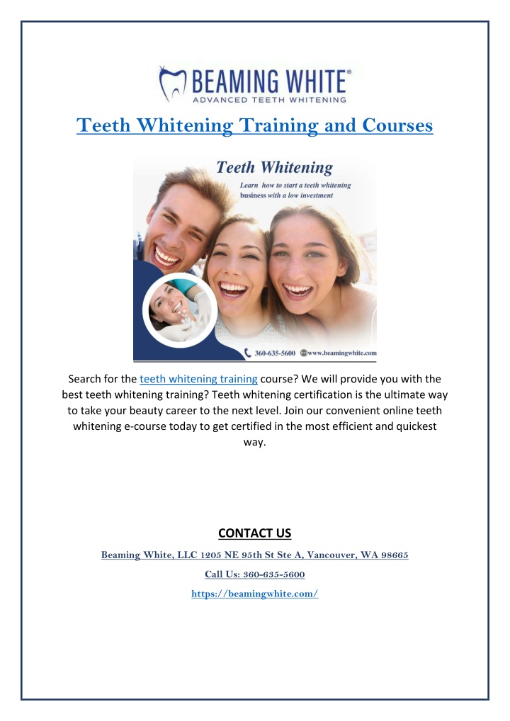 teeth whitening training and courses