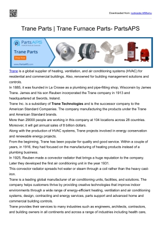 Trane Furnace Parts