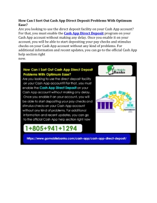 How Can I Sort Out Cash App Direct Deposit Problems With Optimum Ease?