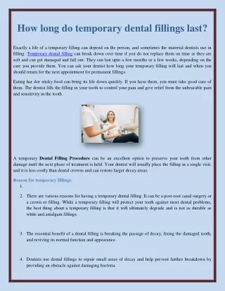 how long do temporary dental fillings last