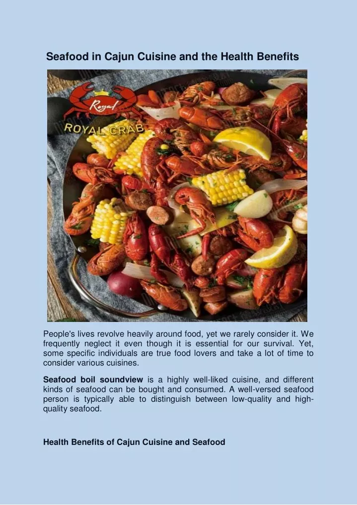 seafood in cajun cuisine and the health benefits