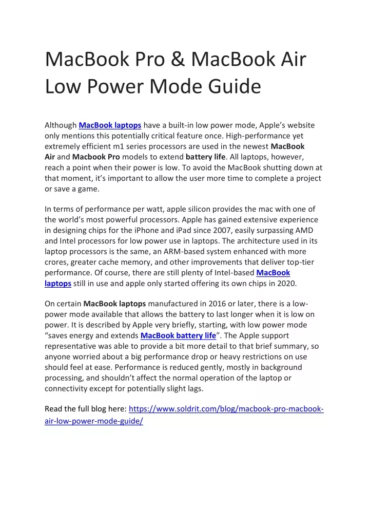 macbook pro macbook air low power mode guide