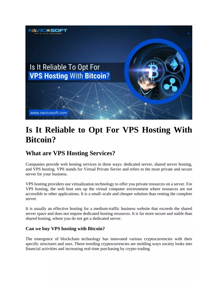 is it reliable to opt for vps hosting with bitcoin