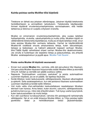 Kuinka poistaa vanha McAfee tilisi käytöstä