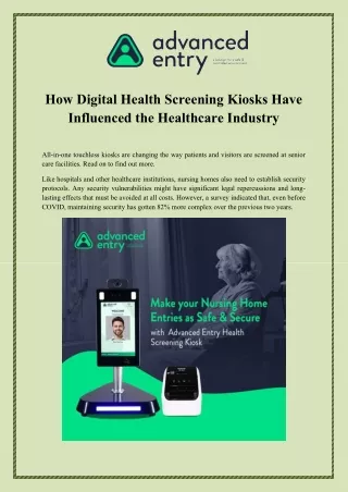 How Digital Health Screening Kiosks Have Influenced the Healthcare Industry