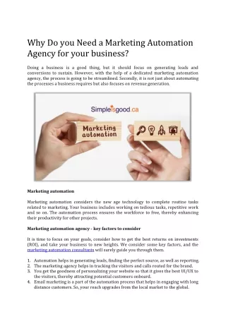 Why Do you Need a Marketing Automation Agency for your business