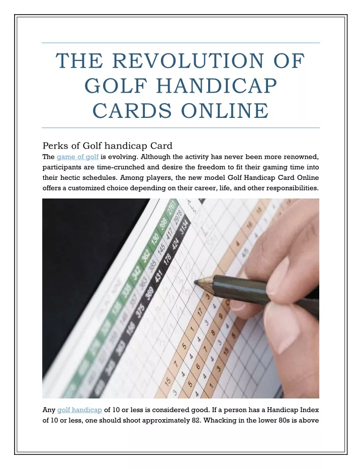 the revolution of golf handicap cards online