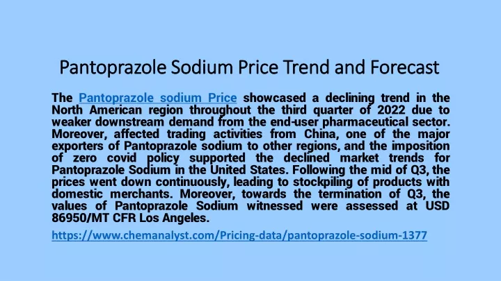 pantoprazole sodium price trend and forecast