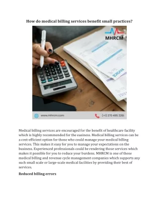 How do medical billing services benefit small practices?