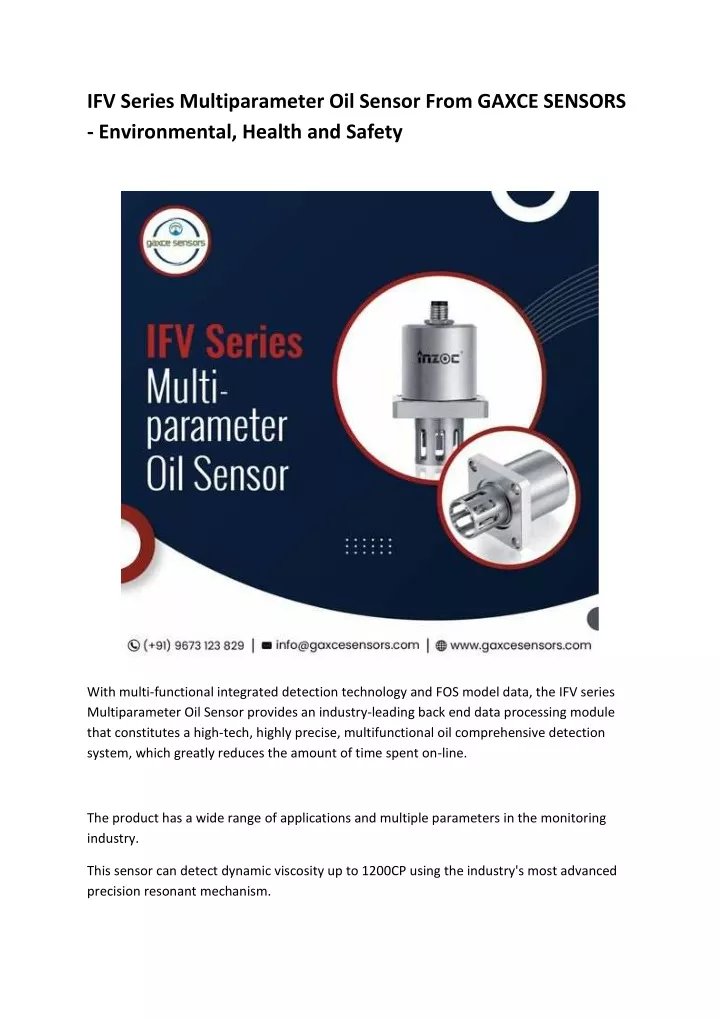 ifv series multiparameter oil sensor from gaxce