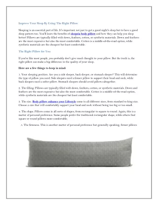 improve your sleep by using the right pillow