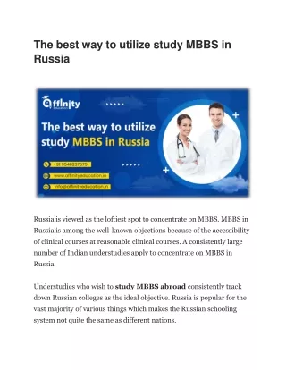 The best way to utilize study MBBS in Russia