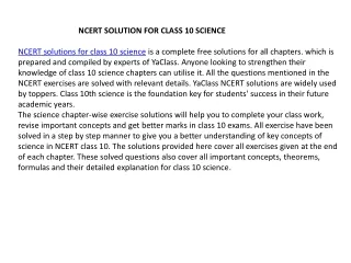 ncert solution for class 10 science ncert