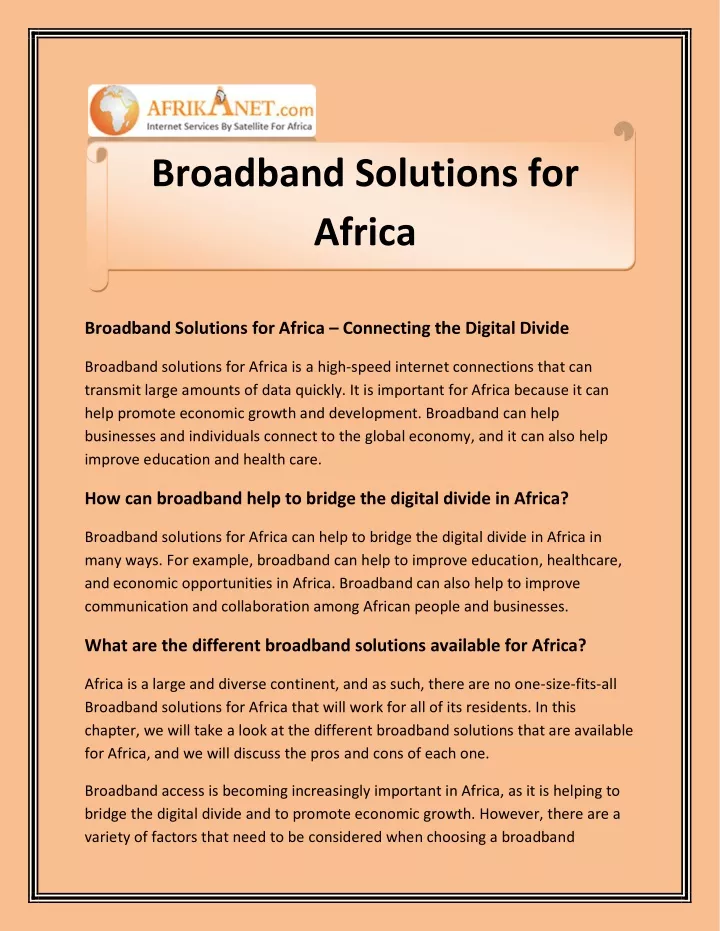 broadband solutions for africa