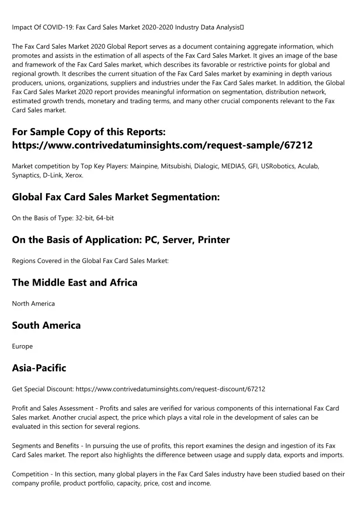 impact of covid 19 fax card sales market 2020