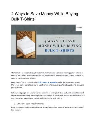 4 Ways to Save Money While Buying Bulk T-Shirts