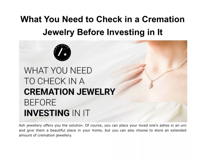 what you need to check in a cremation jewelry