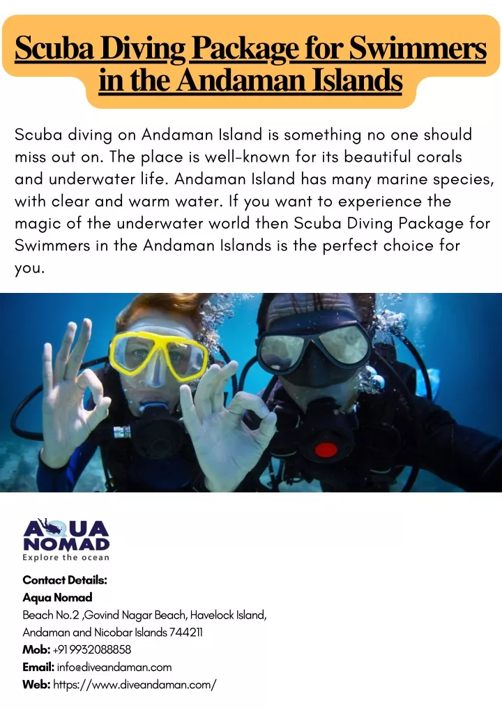 scuba diving package for swimmers in the andaman