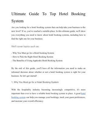 Ultimate Guide To Top Hotel Booking System