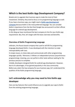 which is the best kotlin app development company