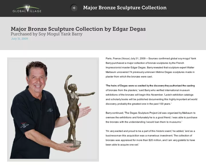 major bronze sculpture collection