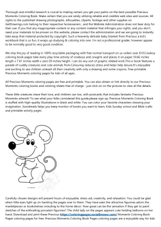 Treasured Moments Coloring Book Pages