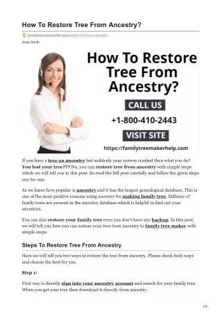 How To Restore Tree From Ancestry