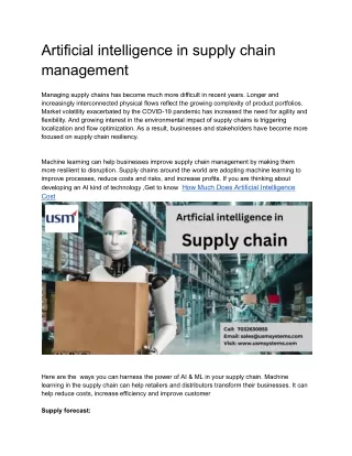 artificial intelligence in supply chain management