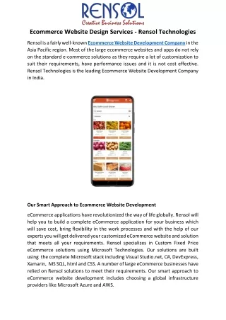 Ecommerce Website Design Services - Rensol Technologies