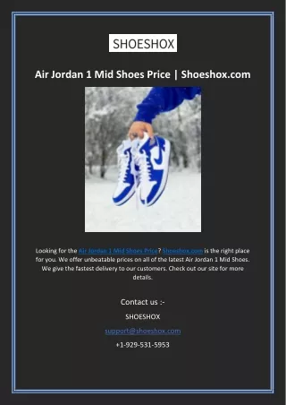 Air Jordan 1 Mid Shoes Price | Shoeshox.com