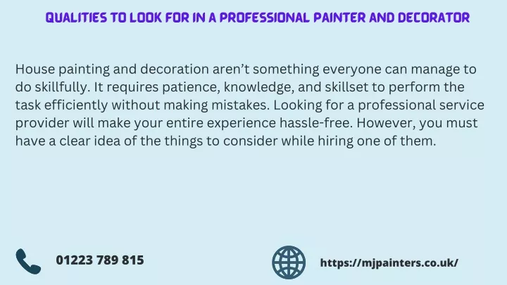 qualities to look for in a professional painter