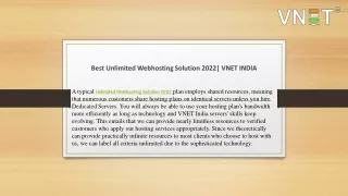 Best Unlimited Webhosting Solution 2022| VNET INDIA