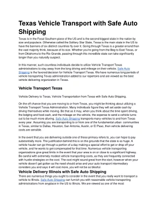 texas vehicle transport with safe auto shipping