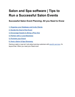 Salon and Spa software _ Tips to Run a Successful Salon Events