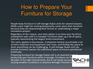 How to Prepare Your Furniture for Storage