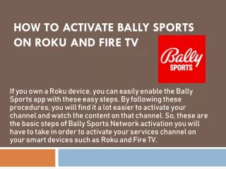 Bally Sports on Roku and Fire TV Streaming Device