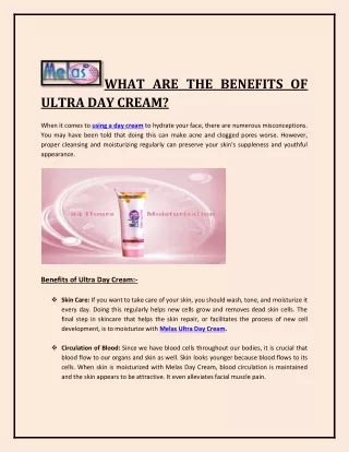 WHAT ARE THE BENEFITS OF ULTRA DAY CREAM