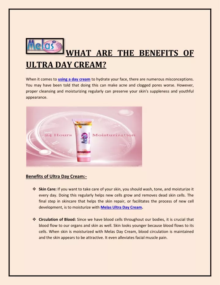 what are the benefits of ultra day cream when