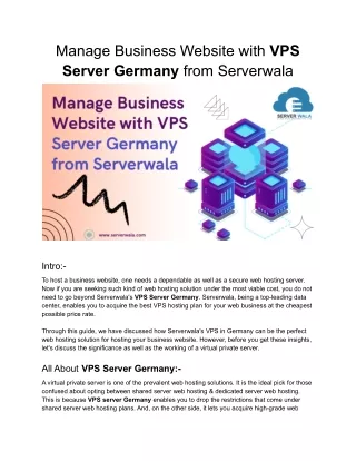 manage business website with vps server germany