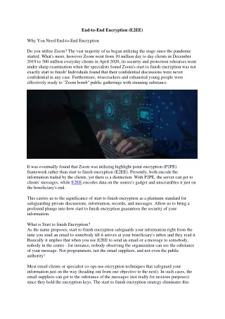 end to end encryption e2ee