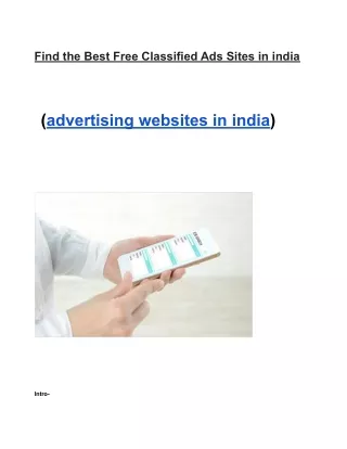 Find the Best Free Classified Ads Sites in india