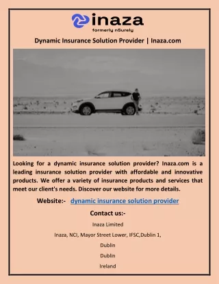 dynamic insurance solution provider inaza com